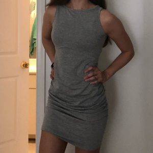 Merlidress Grey Ruched Cotton Dress